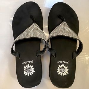 Embellished Wedge Flip Flops